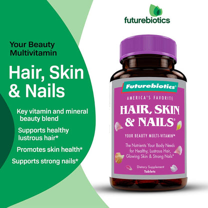Futurebiotics Hair, Skin & Nails Beauty Multivitamin with Biotin – 180 Tablets (Pack of 2)