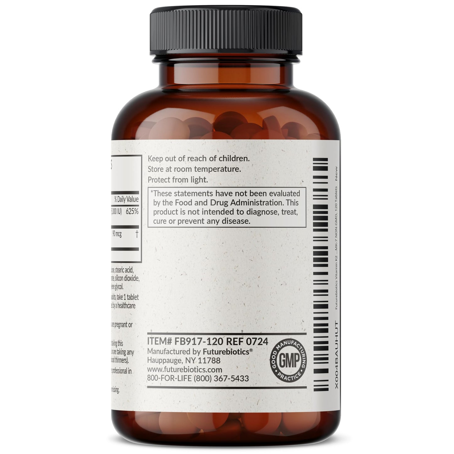 Futurebiotics Vitamin K2 with D3 - 2-in-1 Formula, 5000 IU D3 & 90 mcg K2 MK-7, Non-GMO, 120 Tablets