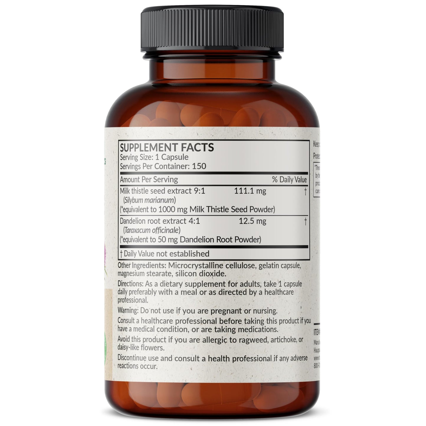 Futurebiotics Milk Thistle Silymarin Marianum & Dandelion Root – Liver Health (150 Capsules)