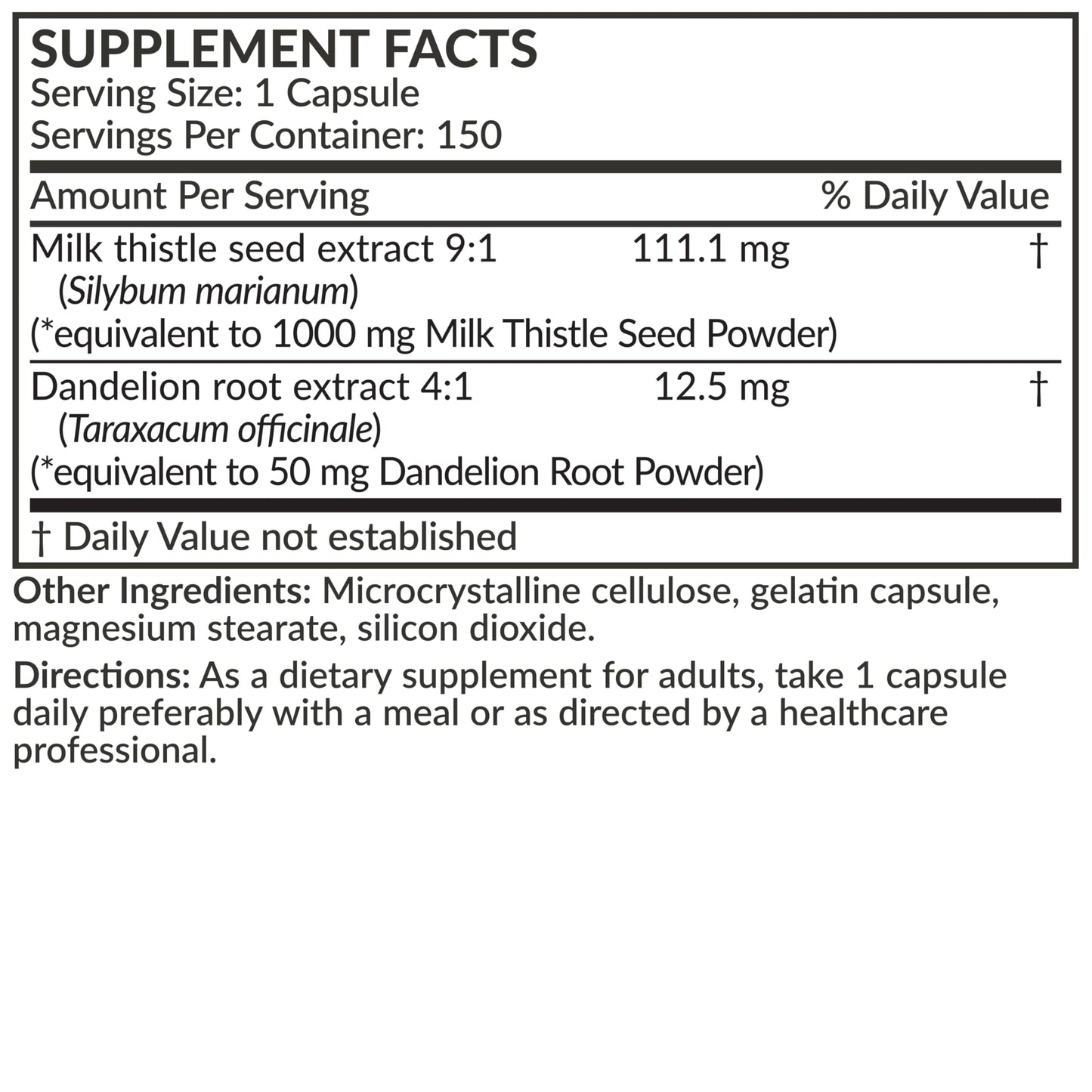 Futurebiotics Milk Thistle Silymarin Marianum & Dandelion Root – Liver Health (150 Capsules)
