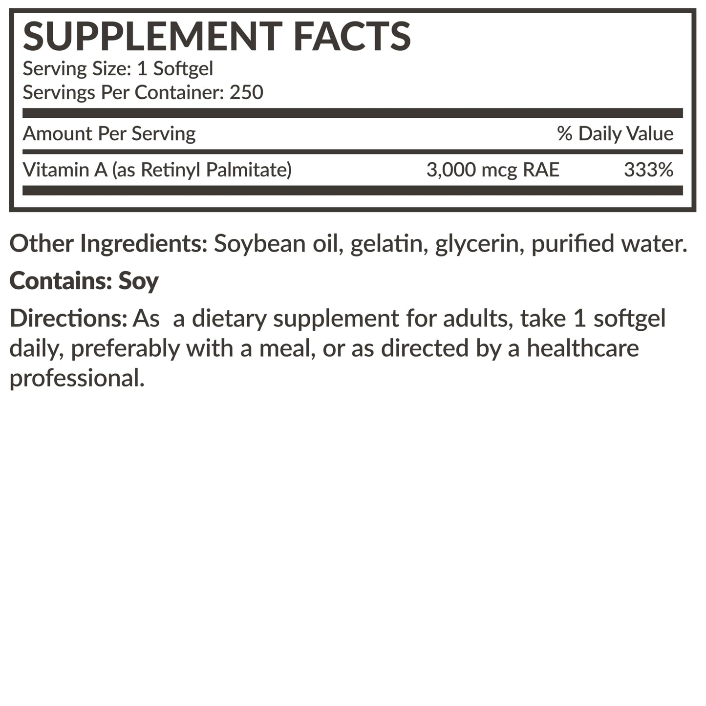 Futurebiotics Vitamin A 10,000 IU Premium Non-GMO Formula – Supports Vision, Immune Health, and Growth | 250 Softgels