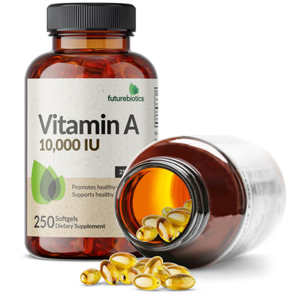 Futurebiotics Vitamin A 10,000 IU Premium Non-GMO Formula – Supports Vision, Immune Health, and Growth | 250 Softgels