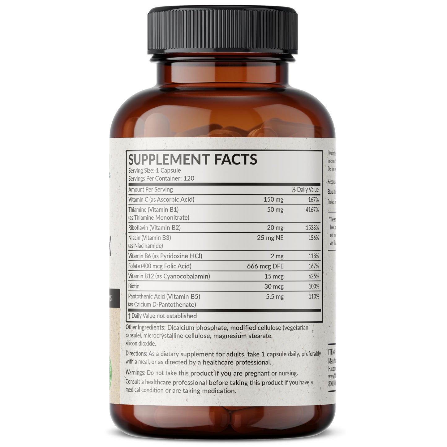 Futurebiotics Vitamin B Complex with Vitamin C - Energy & Immune Support, 120 Veg Capsules