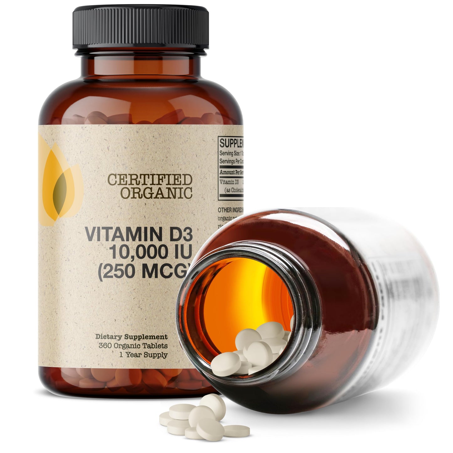 Futurebiotics Vitamin D3 10,000 IU Organic - 360 Tablets - Immune & Bone Support