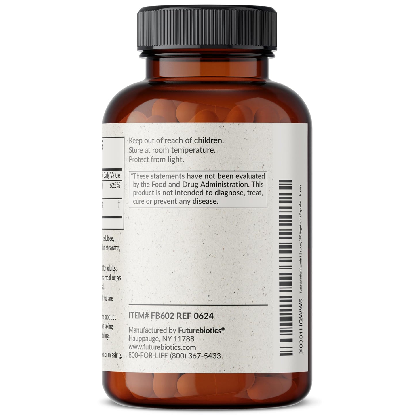 Futurebiotics Vitamin K2 (MK7) with D3 – Non-GMO, 5000 IU D3 & 90 mcg MK-7, 2-Pack (250 Veg Capsules per Bottle)