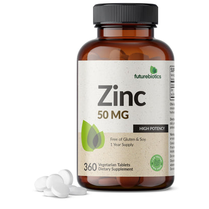 Futurebiotics Zinc 50 MG High Potency – 1 Year Supply, Non-GMO, 360 Tablets