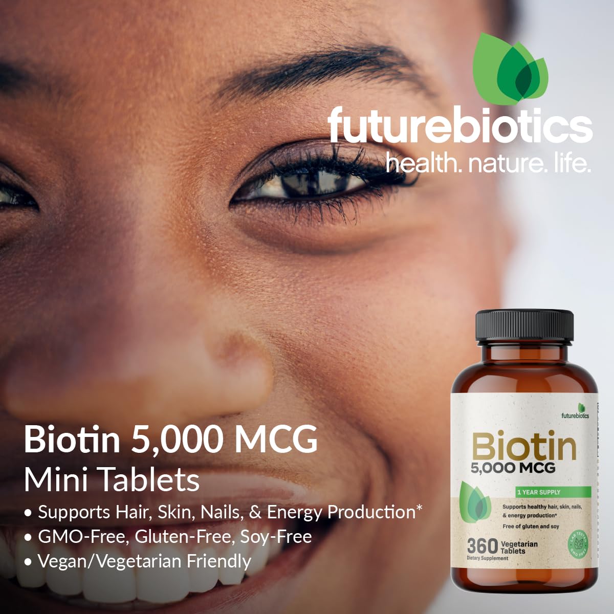 Futurebiotics Biotin 5000 MCG – Supports Hair, Skin & Nails (Non-GMO)