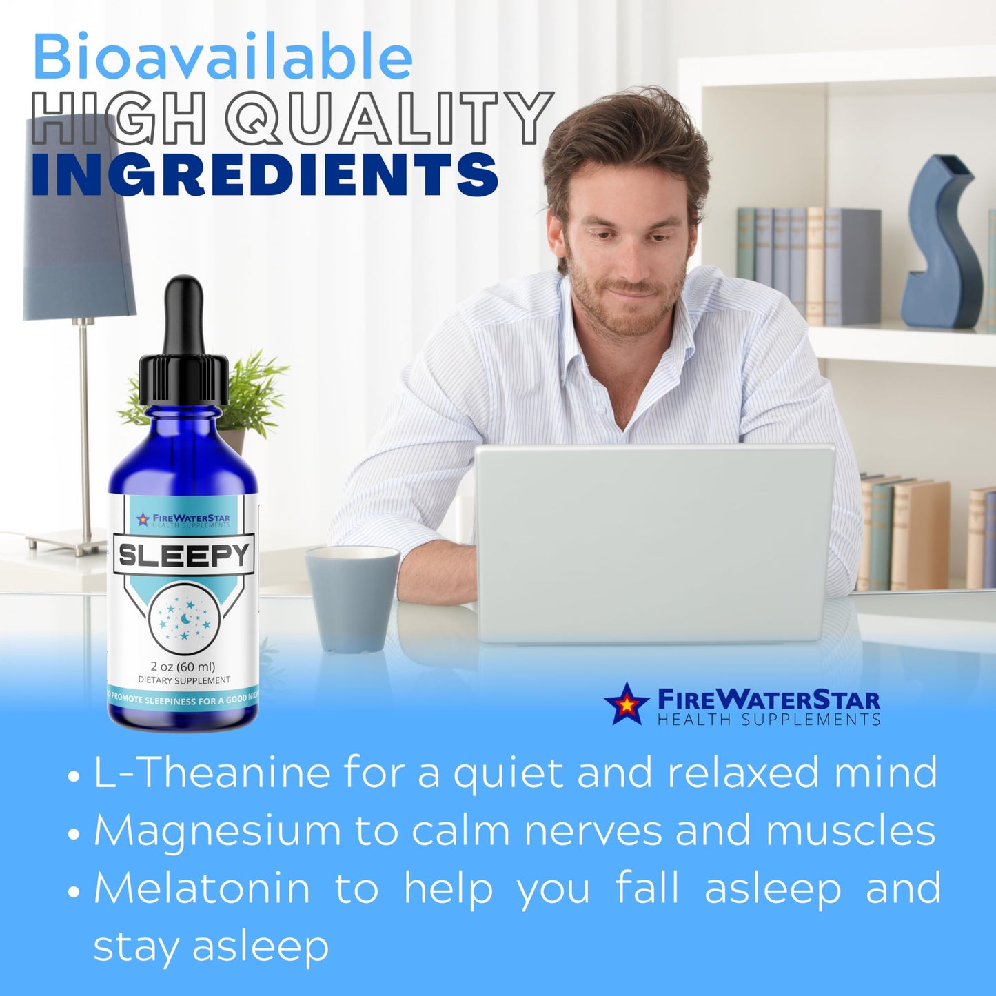 FWS Sleepy - Liquid Melatonin with Magnesium & L-Theanine | Natural Sleep Aid