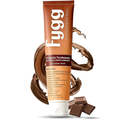Fygg Nano-Hydroxyapatite Toothpaste with Prebiotics – Fluoride & SLS Free, 4 oz (Chocolate Swirl)
