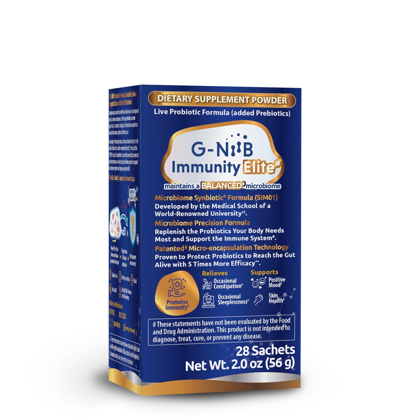 G-NiiB Immunity Elite SIM01 Synbiotic Formula - 5x More Effective Probiotics Reaching the Gut Alive