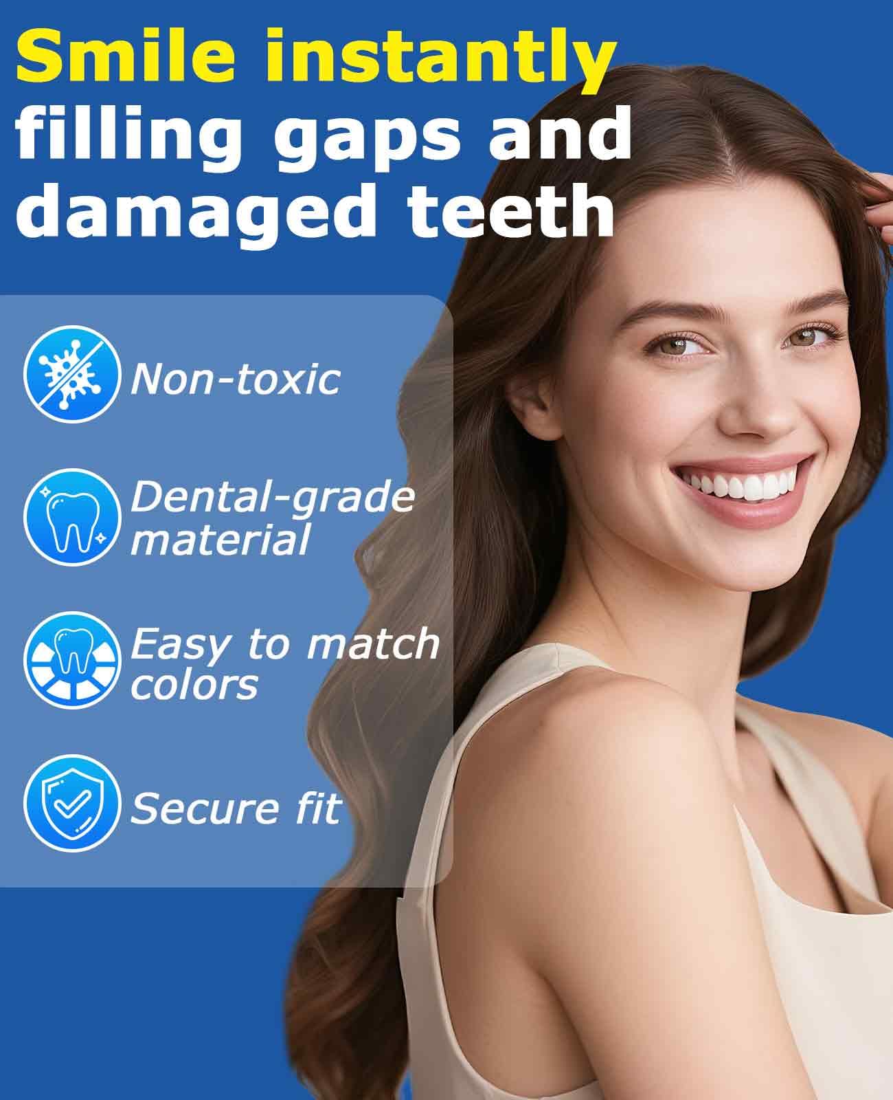 Gaahkai 12PCS Missing Tooth Replacement Kit, Temporary Moldable Thermal Beads Veneers Teeth for Filling the Gap