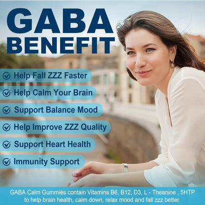 Nextdia GABA Gummies 500mg – Sugar-Free Calm Gummies with L-Theanine, 5-HTP, D3, B12 (Vegan, Blueberry)
