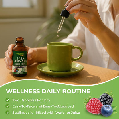 Liquid GABA L-Theanine Drops with Lion’s Mane – Calm, Sleep & Focus (2oz/60ml)