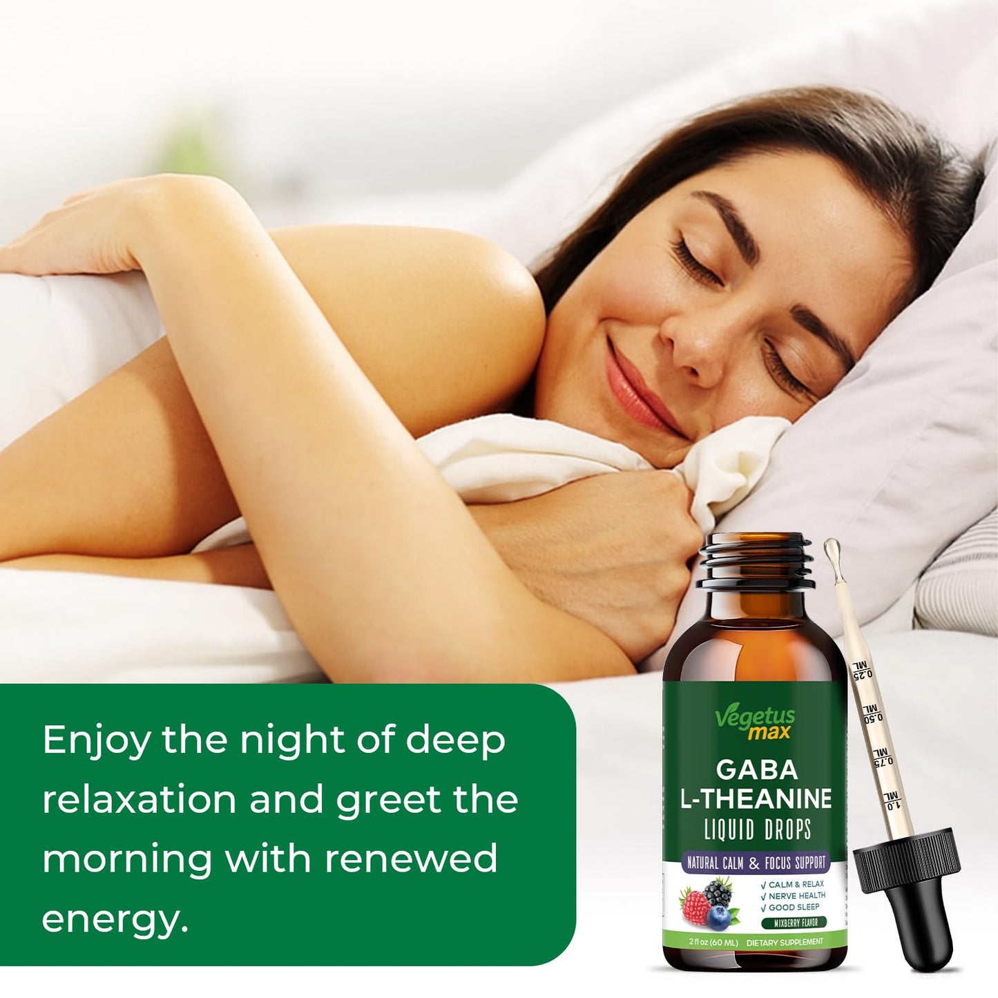 Liquid GABA L-Theanine Drops with Lion’s Mane – Calm, Sleep & Focus (2oz/60ml)