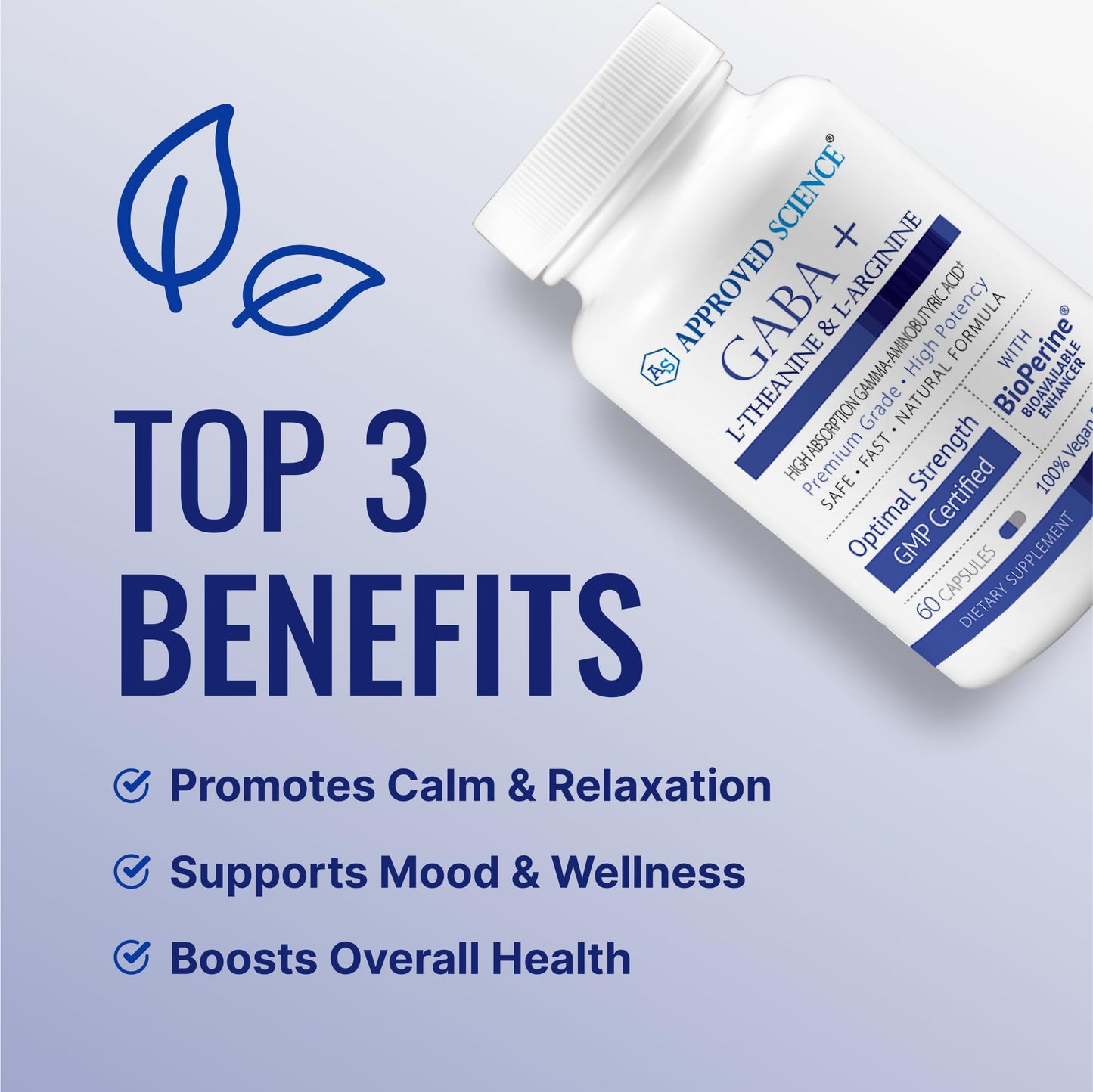 Approved Science GABA+ | Calm, Sleep & Mood Support | 600mg GABA + L-Theanine | 360 Vegan Capsules