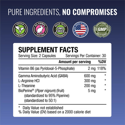 Approved Science GABA+ | Calm, Sleep & Mood Support | 600mg GABA + L-Theanine | 360 Vegan Capsules