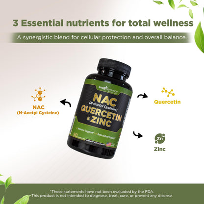 Gade Nutrition NAC Supplement with N-Acetyl Cysteine, Quercetin & Zinc | Immune Support | USA Made