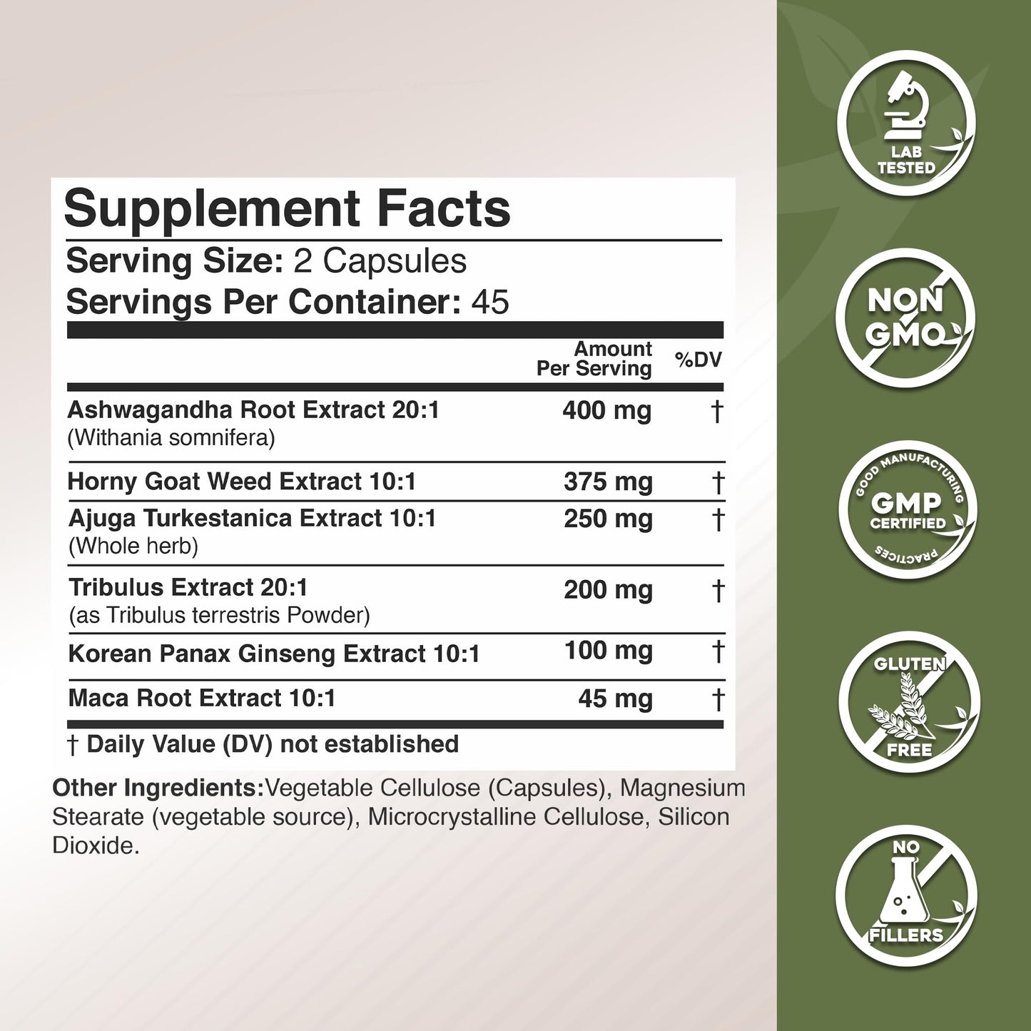Gade Nutrition Ashwagandha 6-in-1 with Maca Root, Tribulus Terrestris, Horny Goat Weed, Turkesterone | Made in USA | Pack of 3
