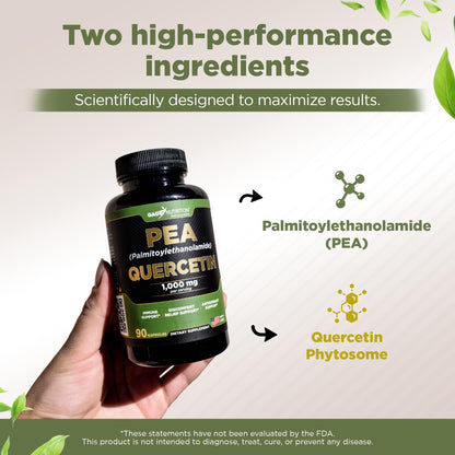 Gade Nutrition Palmitoylethanolamide PEA + Quercetin Phytosome | 800 mg PEA, 200 mg Quercetin | Made in USA