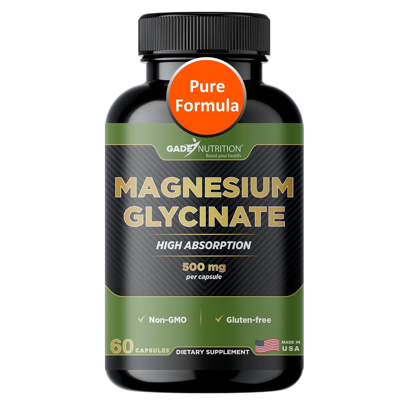 Gade Nutrition Pure Magnesium Glycinate | Magnesium Supplement as Calm Magnesium for Sleep | Magnesium Complex Supplement in Capsules Made wih Magnesium Glycinate Powder - or Calm Magnesium Powder