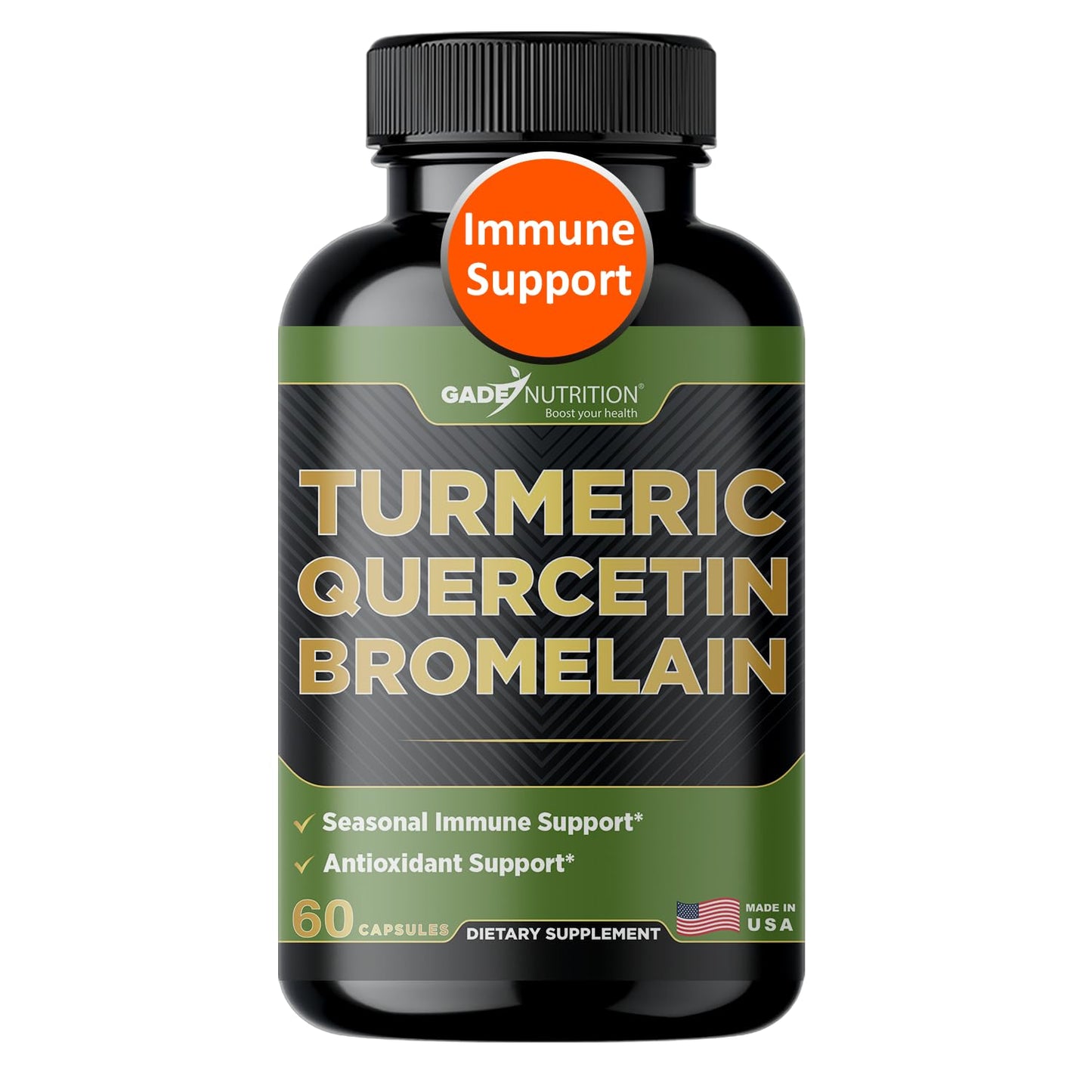 Gade Nutrition Turmeric Quercetin with Bromelain – Immune, Allergy & Joint Support | Non-GMO & Gluten-Free | Made in USA
