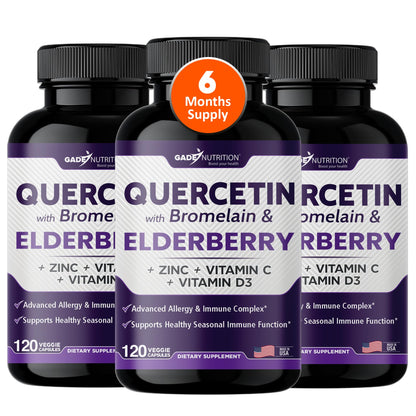 Gade Nutrition Quercetin with Bromelain & Elderberry | Immune Support (6 Months)
