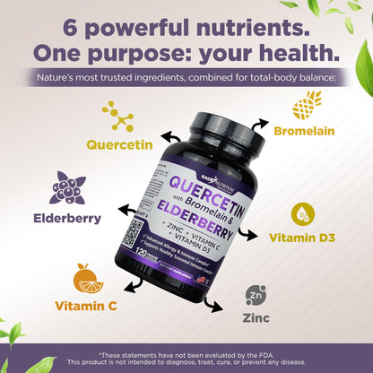 Gade Nutrition Quercetin with Bromelain & Elderberry | Immune Support (6 Months)