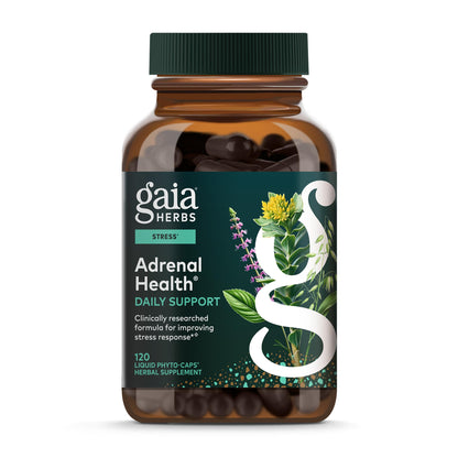 Gaia Herbs Adrenal Health Daily Support - Ashwagandha, Holy Basil & Schisandra | 120 Vegan Liquid Phyto-Caps (60 Servings)