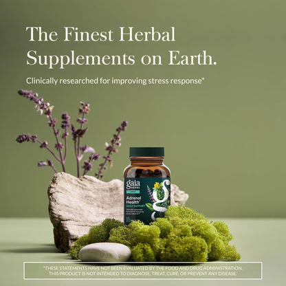 Gaia Herbs Adrenal Health Daily Support - Ashwagandha, Holy Basil & Schisandra | 120 Vegan Liquid Phyto-Caps (60 Servings)