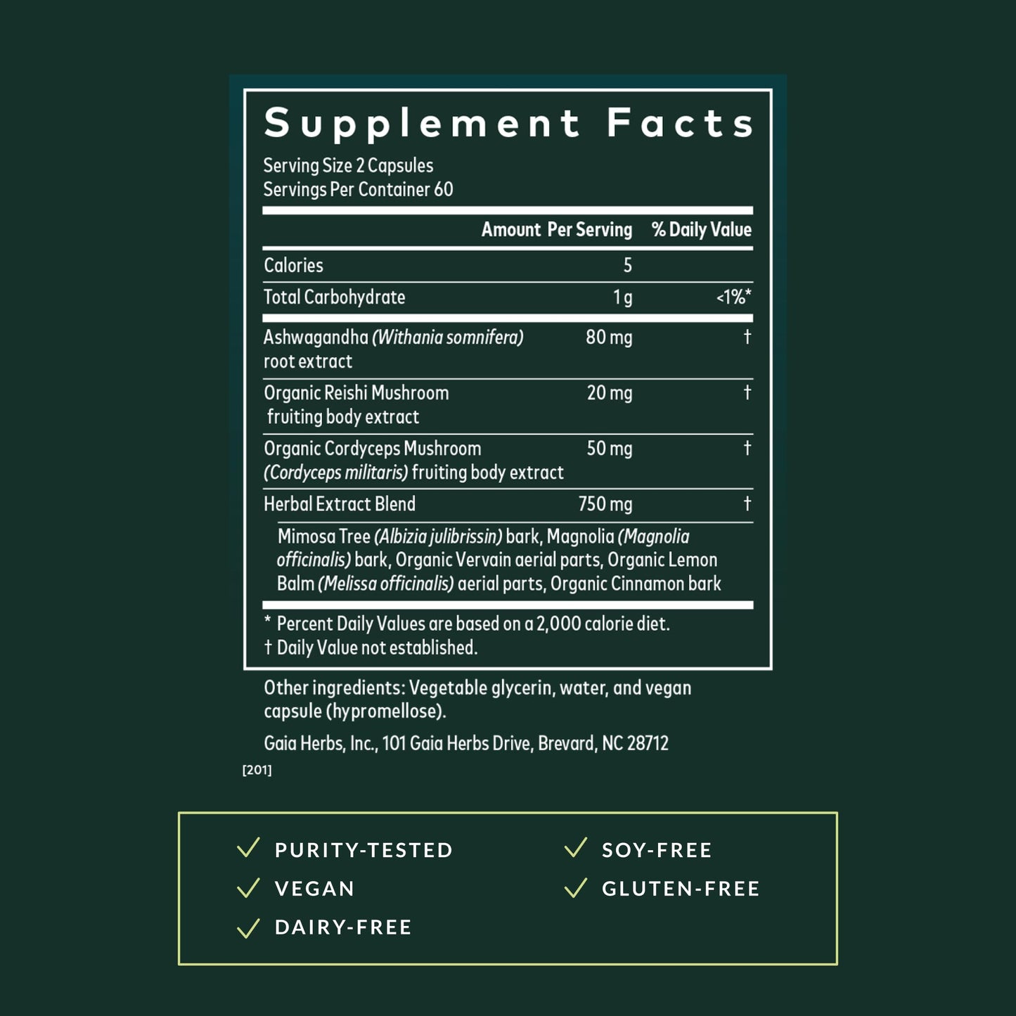 Gaia Herbs Adrenal Health Nightly Restore - Herbal Adrenal Support with Ashwagandha, Lemon Balm & Cordyceps | 120 Vegan Liquid Phyto-Caps (60 Servings)