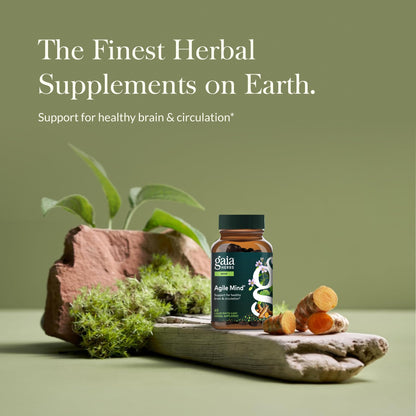 Gaia Herbs Agile Mind – Brain Support with Turmeric, Bacopa, Black Pepper & Ginkgo Biloba | 60 Vegan Liquid Phyto-Capsules