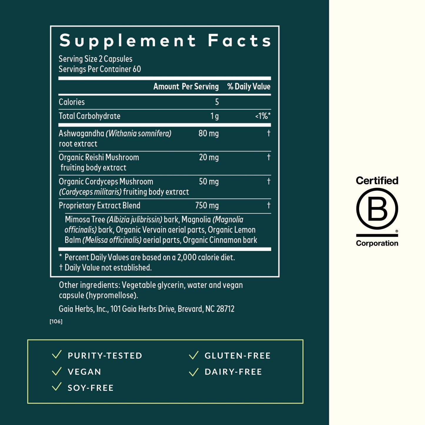 Gaia Herbs Adrenal Health Nightly Restore - Herbal Adrenal Support with Ashwagandha, Lemon Balm & Cordyceps | 120 Vegan Liquid Phyto-Caps (60 Servings)