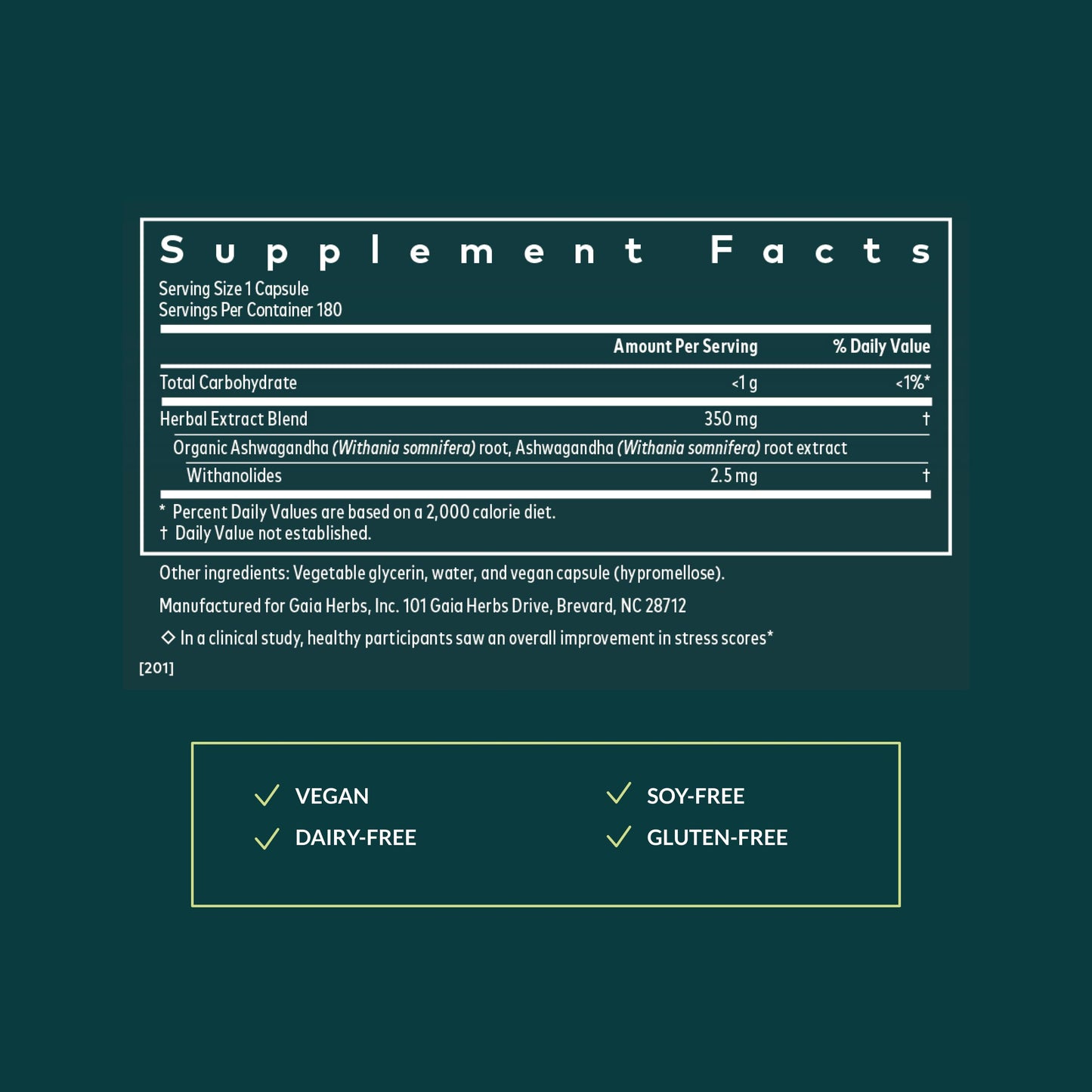 Gaia Herbs Ashwagandha Root - Stress Relief & Sleep Support, 180 Vegan Liquid Phyto-Caps (90 Servings)