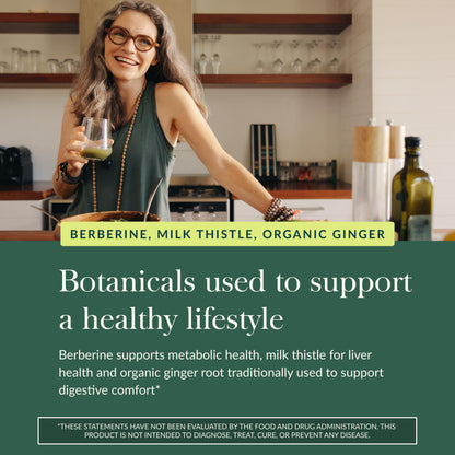 Gaia Herbs Berberine & Milk Thistle — Liver Support, Metabolism & Digestive Wellness | 60 Vegan Capsules