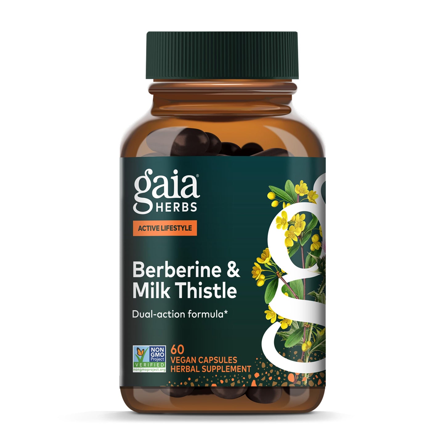 Gaia Herbs Berberine & Milk Thistle — Liver Support, Metabolism & Digestive Wellness | 60 Vegan Capsules