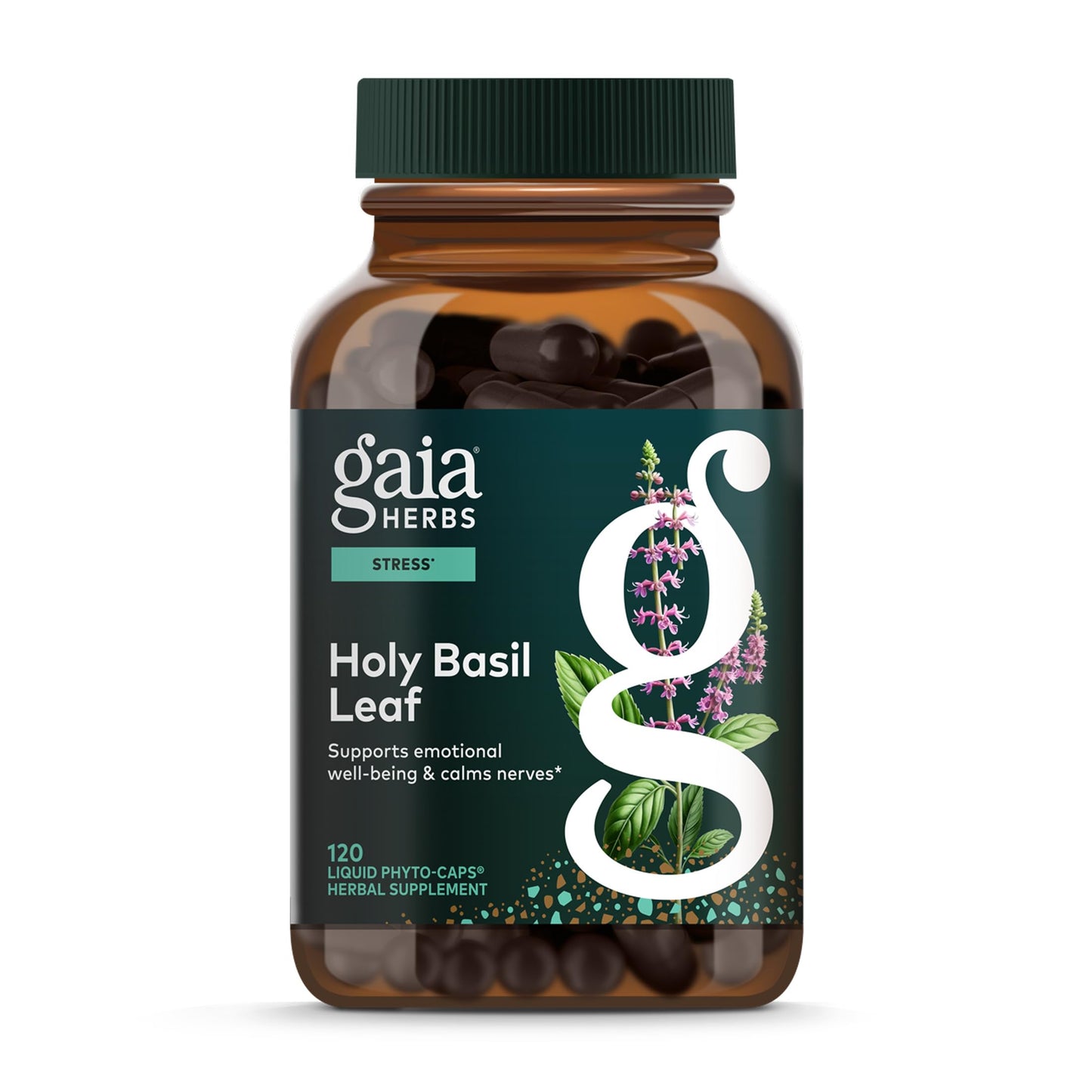 Gaia Herbs Holy Basil Leaf | Adaptogenic Ayurvedic Stress Support | 120 Vegan Liquid Phyto-Caps (60 Servings)