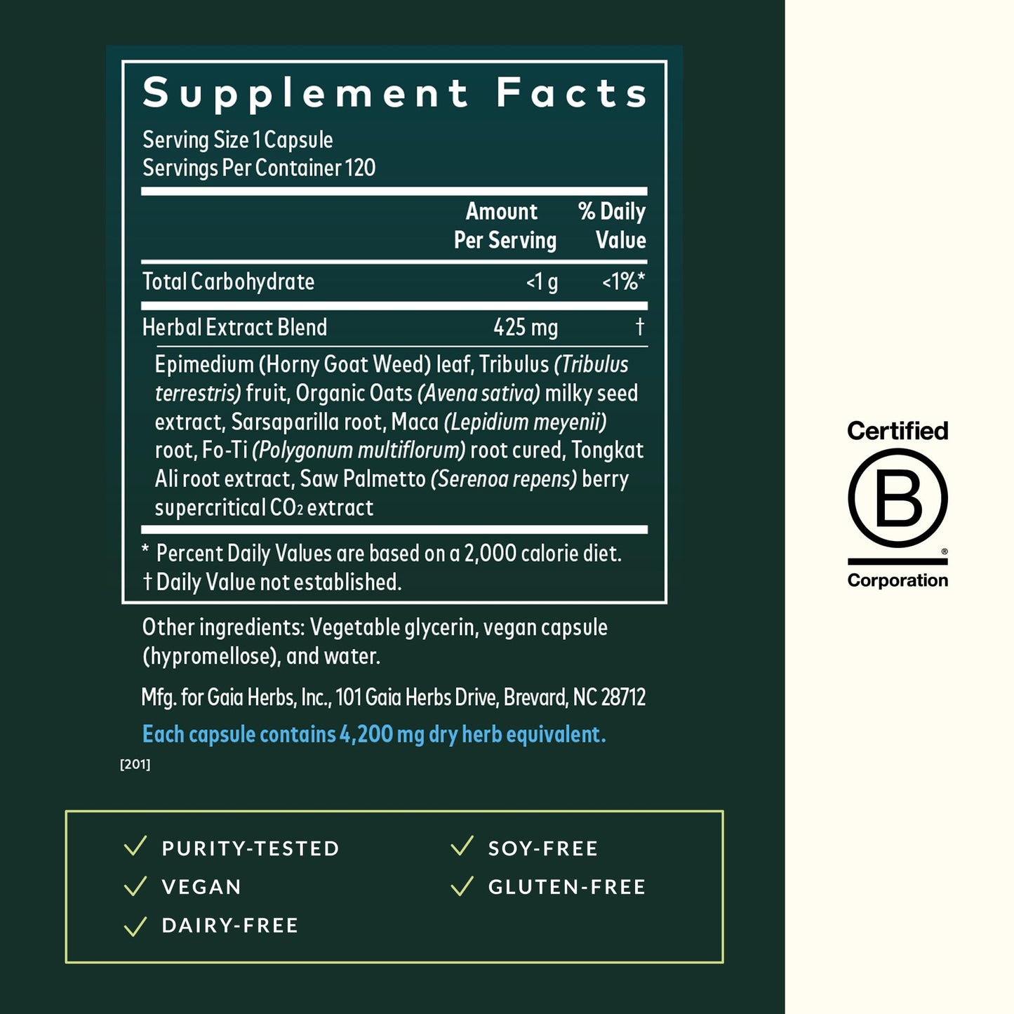 Gaia Herbs Male Libido - Herbal Vitality Support with Saw Palmetto, Horny Goat Weed & Oats | 120 Vegan Liquid Phyto-Capsules