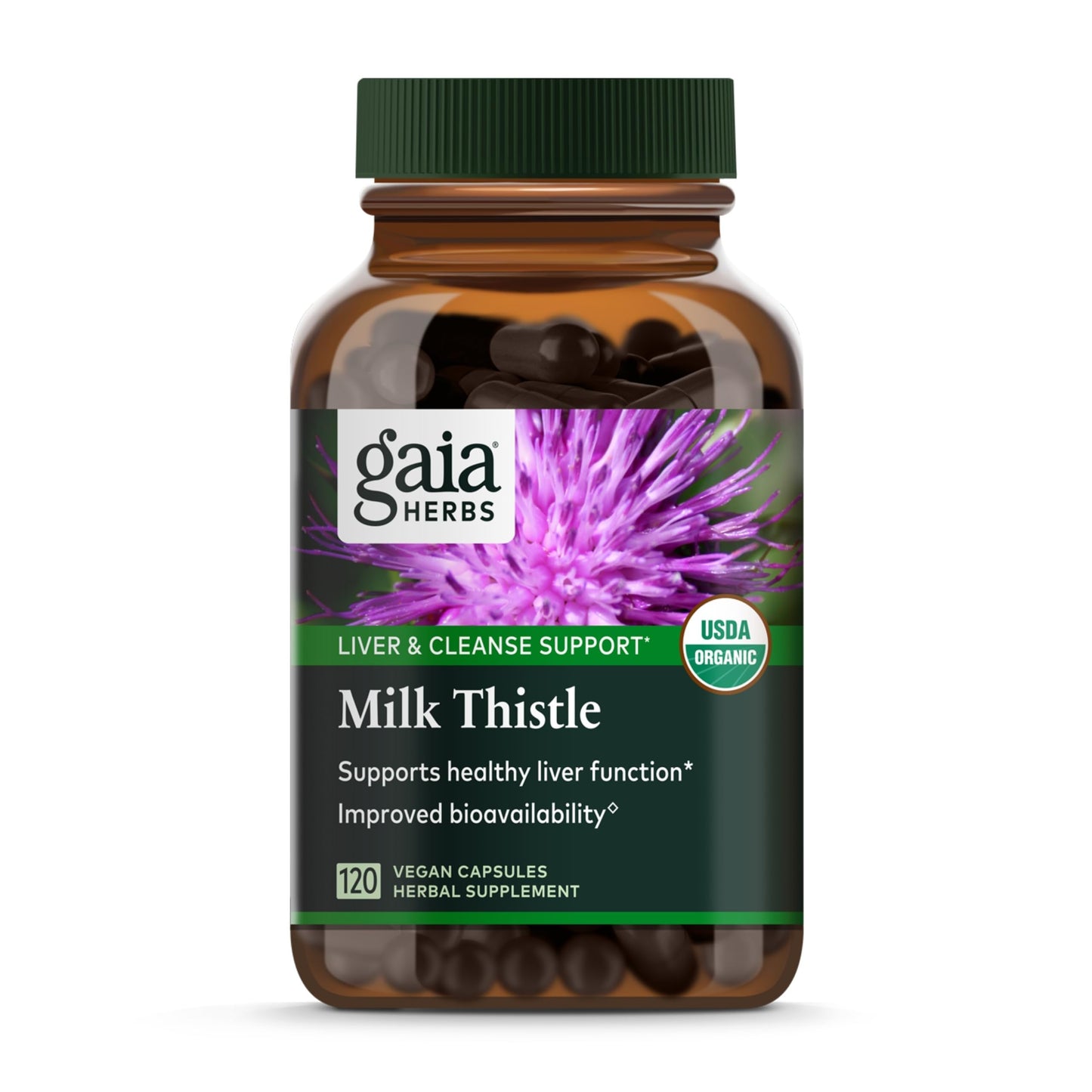 Gaia Herbs Milk Thistle - Liver Support Supplement | 120 Vegan Capsules