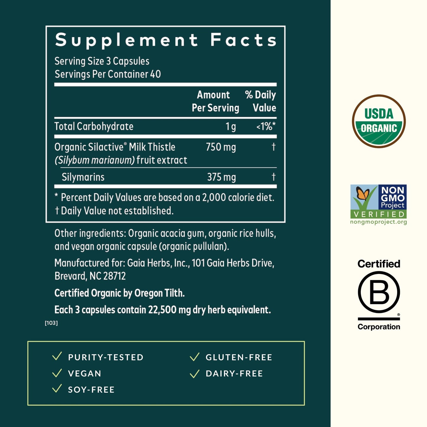 Gaia Herbs Milk Thistle - Liver Support Supplement | 120 Vegan Capsules
