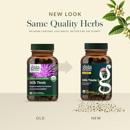 Gaia Herbs Milk Thistle - Liver Support Supplement | 120 Vegan Capsules