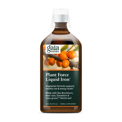 Gaia Herbs Plant Force Liquid Iron – Vegetarian Iron Supplement for Energy & Iron Support – 16 fl oz