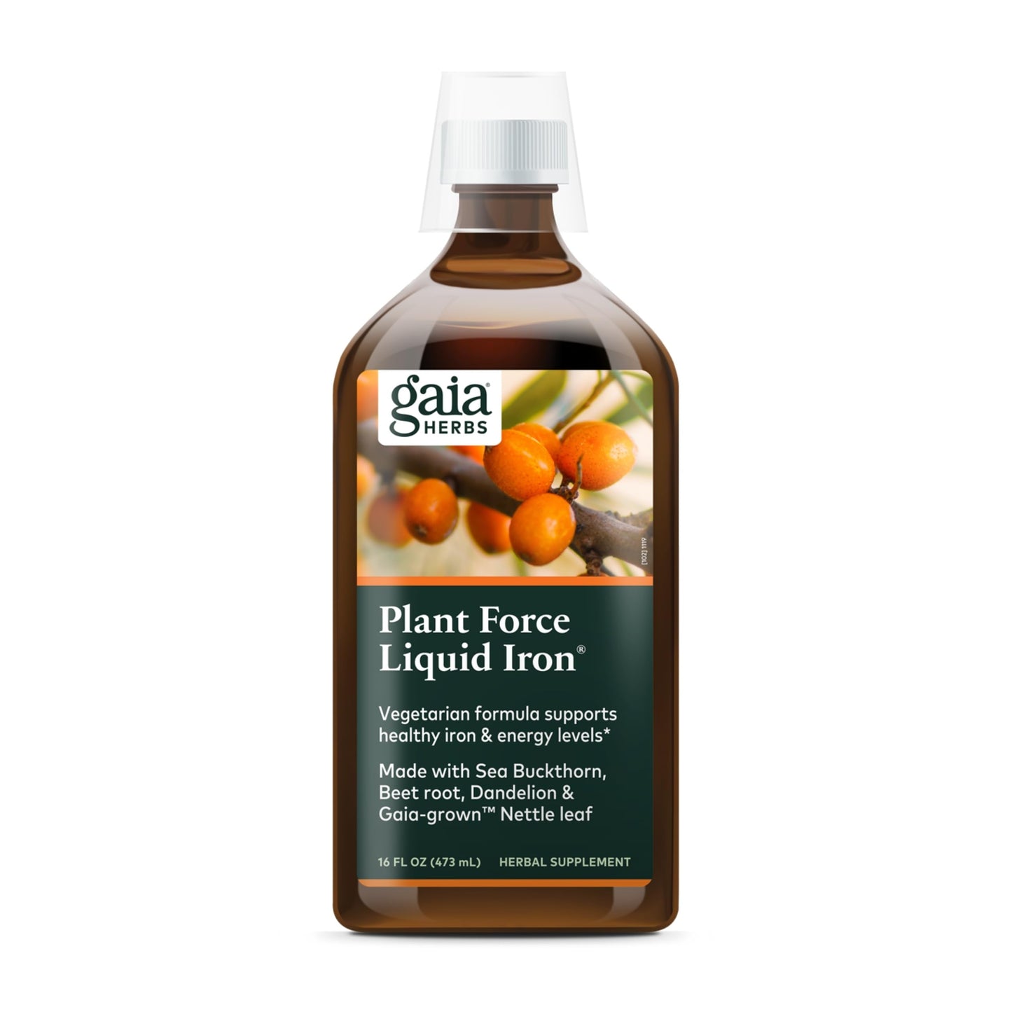 Gaia Herbs Plant Force Liquid Iron – Vegetarian Iron Supplement for Energy & Iron Support – 16 fl oz