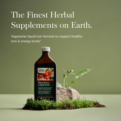 Gaia Herbs Plant Force Liquid Iron – Vegetarian Iron Supplement for Energy & Iron Support – 16 fl oz