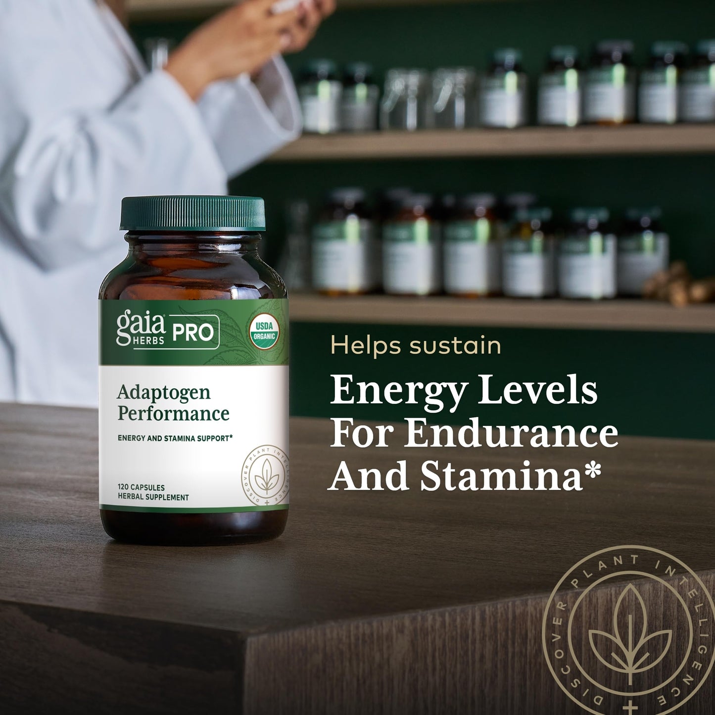 GAIA HERBS PRO Adaptogen Performance - Endurance & Energy Support with Cordyceps & Ashwagandha (120 Capsules, 60 Servings)