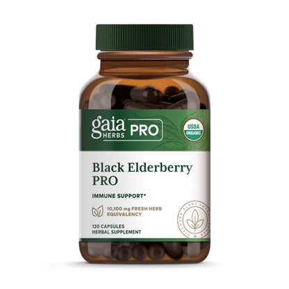 GAIA HERBS PRO Black Elderberry PRO - Immune Support*, Organic Elderberry Extract, Vegan, 120 Capsules (60 Servings)