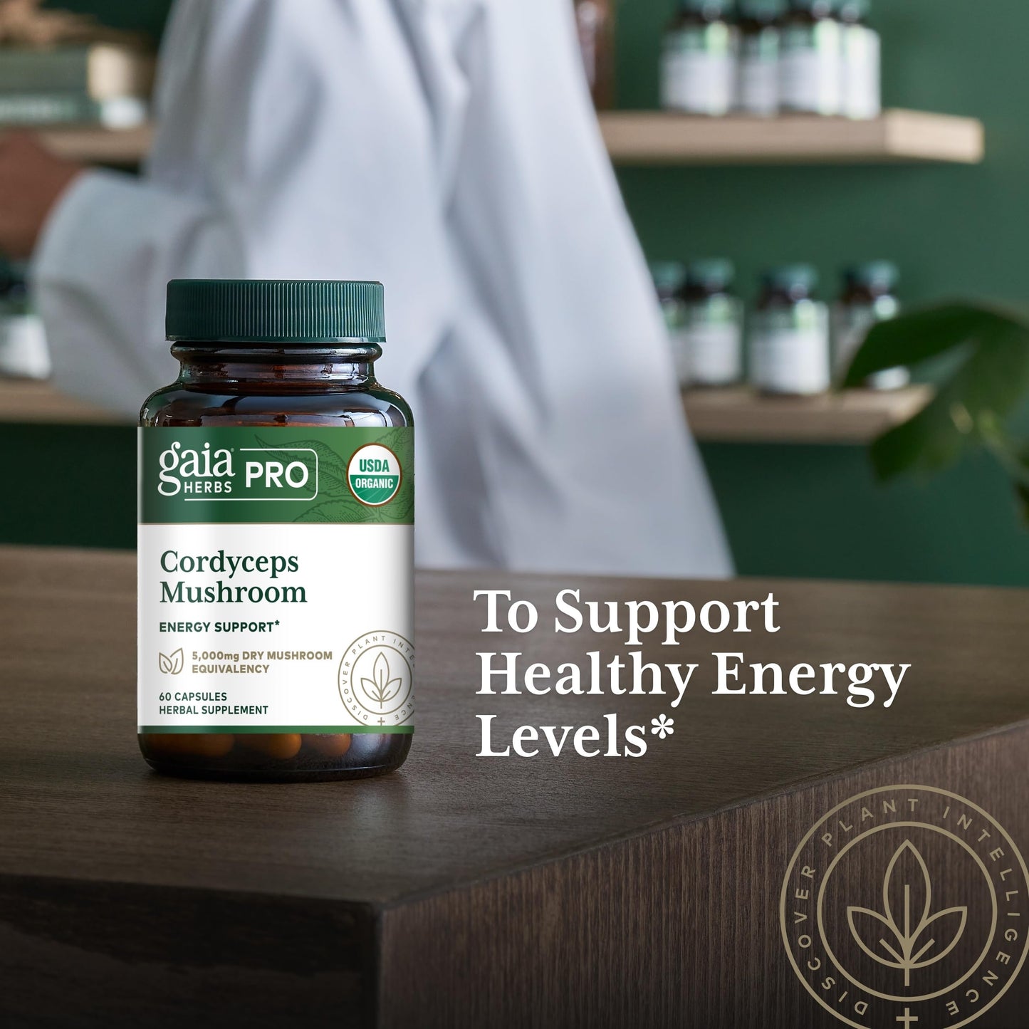 GAIA HERBS PRO Cordyceps Mushroom - 60 Caps | 5,000 mg per 2 Caps | Adaptogenic Energy
