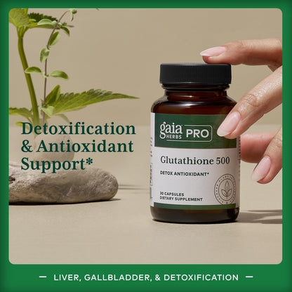 GAIA HERBS PRO Glutathione 500 - Antioxidant Support | 30 Servings | Vegan & Gluten-Free