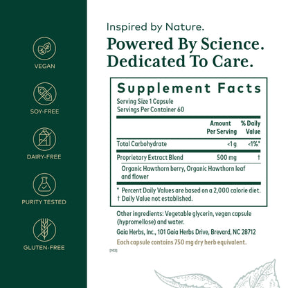 GAIA HERBS PRO Hawthorn – Cardiovascular & Circulation Support – Organic Hawthorn Berry, 60 Liquid Phyto-Capsules