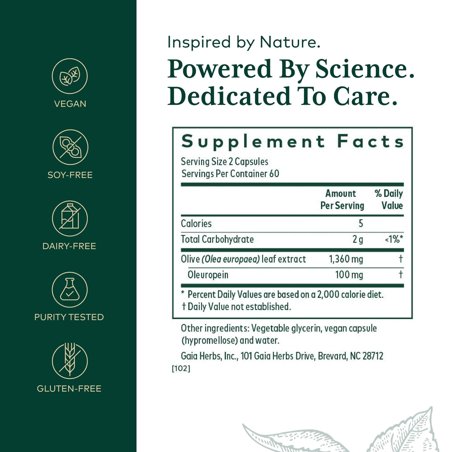 Gaia Herbs PRO Olive Leaf 1360 | Immune & Heart Health | Gluten-Free