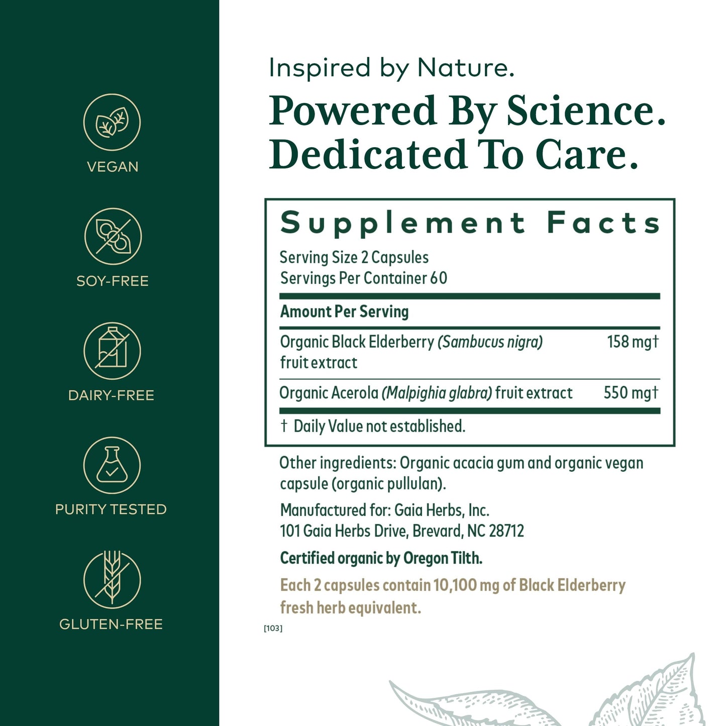 GAIA HERBS PRO Black Elderberry PRO - Immune Support*, Organic Elderberry Extract, Vegan, 120 Capsules (60 Servings)